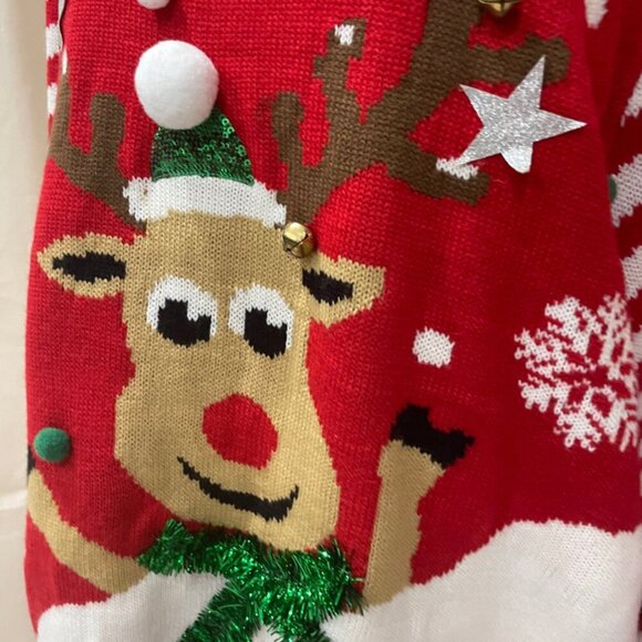 CHRISTMAS  UGLY SWEATER RUDOLF THE RED NOSE REEINDER - Picture 10 of 10